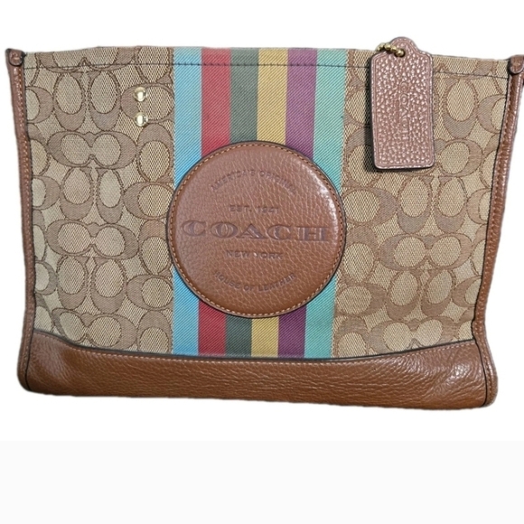 Coach Handbags - Coach Dempsey 29 Carryall Jacquard Stripe & Patch - Rainbow Multi EUC